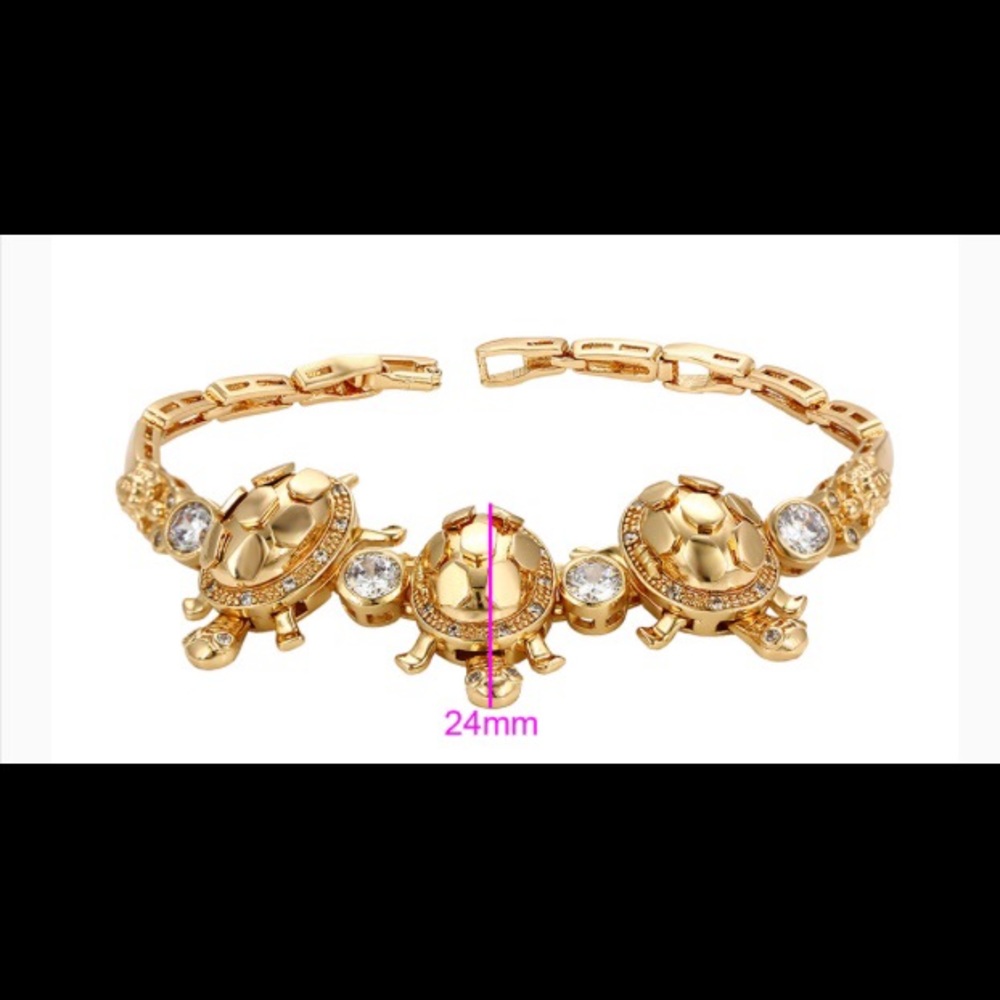 18k Fashion Tortoise Locket Bracelet With Cz’s
